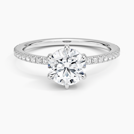 1Ct Round Lab Grown Diamond Six-Prong Diamond Ring