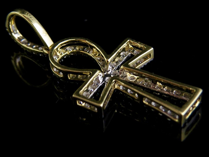 1.25 Inch Lab Grown Diamond Ankh Border Cross Pendant