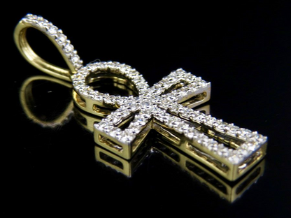 1.25 Inch Lab Grown Diamond Ankh Border Cross Pendant