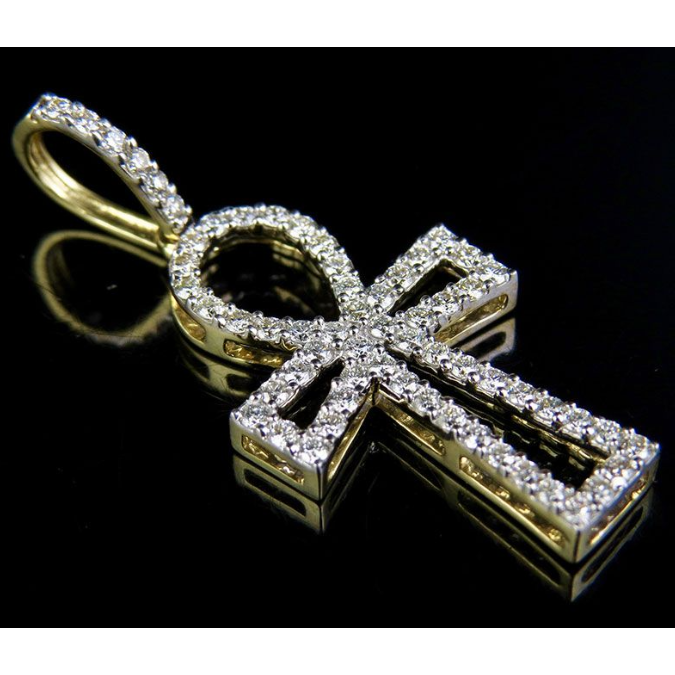 1.25 Inch Lab Grown Diamond Ankh Border Cross Pendant