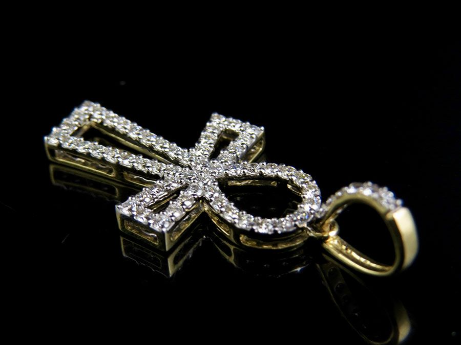 1.25 Inch Lab Grown Diamond Ankh Border Cross Pendant