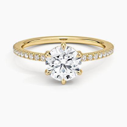 1Ct Round Lab Grown Diamond Six-Prong Diamond Ring