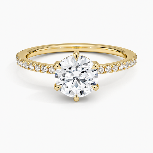 1Ct Round Lab Grown Diamond Six-Prong Diamond Ring