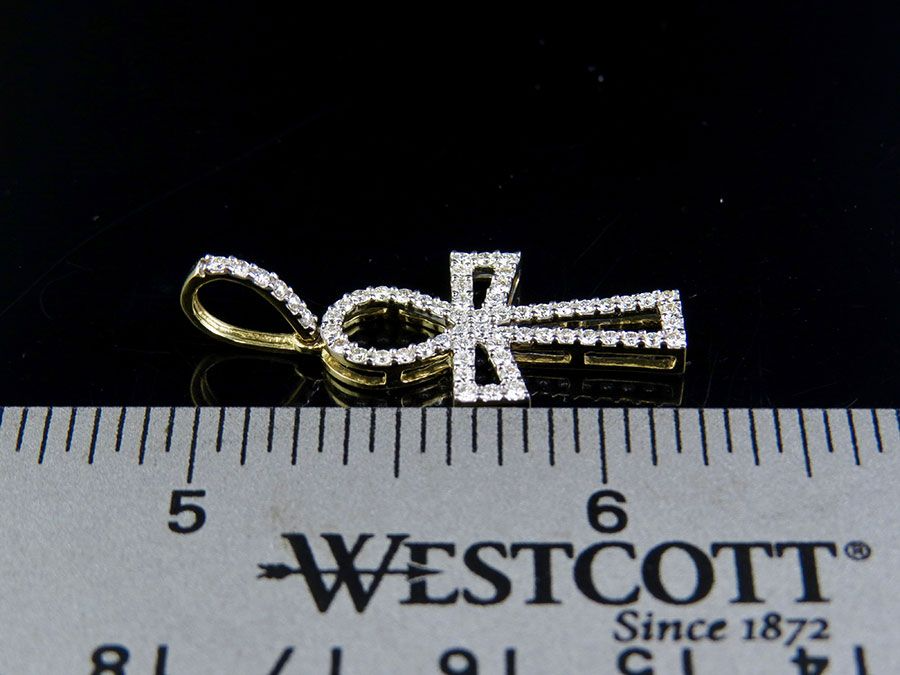1.25 Inch Lab Grown Diamond Ankh Border Cross Pendant