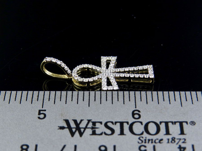 1.25 Inch Lab Grown Diamond Ankh Border Cross Pendant