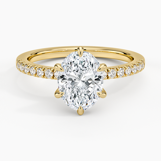 11/2Ct Oval Lab Grown Diamond Six Prong Engagement Ring