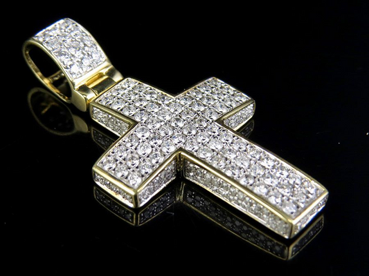 1.5 Inch 10K Lab Grown Diamond Cross Charm Pendant
