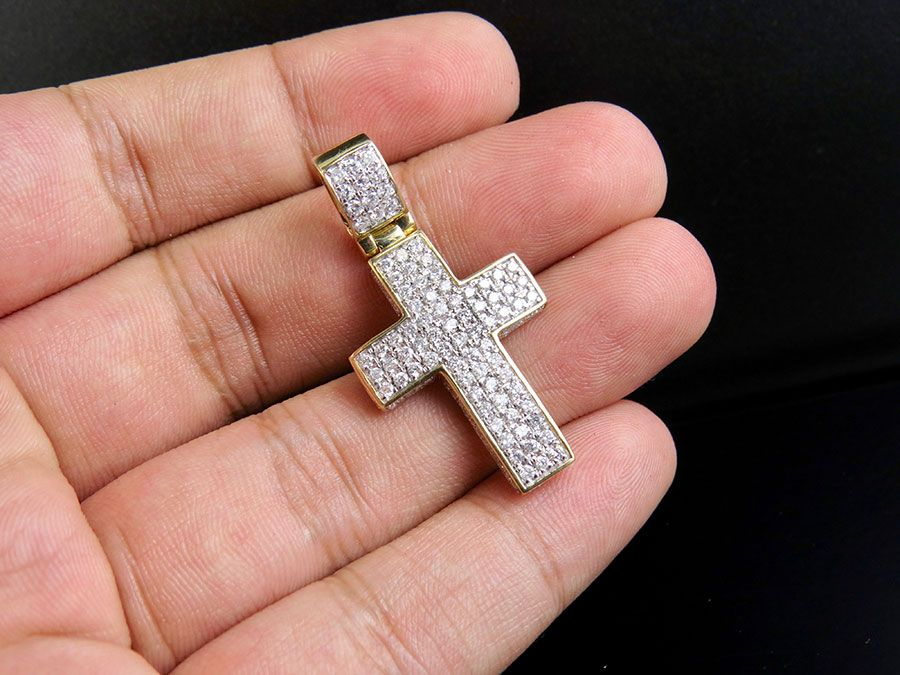 1.5 Inch 10K Lab Grown Diamond Cross Charm Pendant
