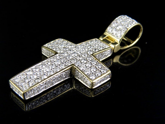 1.5 Inch 10K Lab Grown Diamond Cross Charm Pendant