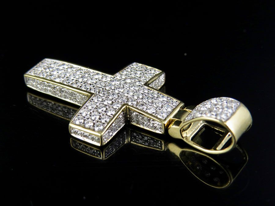 1.5 Inch 10K Lab Grown Diamond Cross Charm Pendant