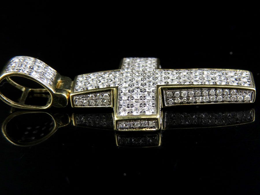 1.5 Inch 10K Lab Grown Diamond Cross Charm Pendant