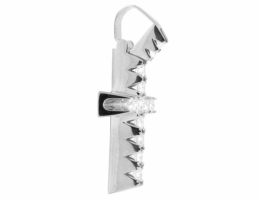 10k Lab Grown Diamond Pyramid Prong Cross Pendant