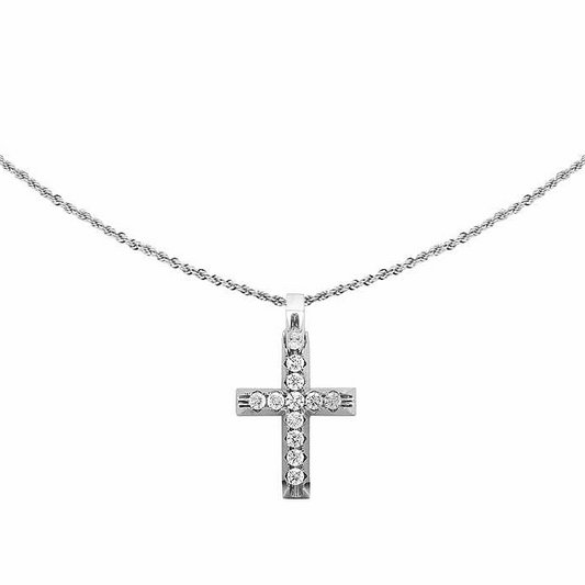 10k Lab Grown Diamond Pyramid Prong Cross Pendant