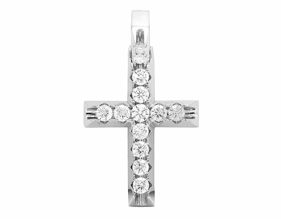 10k Lab Grown Diamond Pyramid Prong Cross Pendant