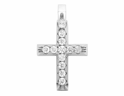 10k Lab Grown Diamond Pyramid Prong Cross Pendant