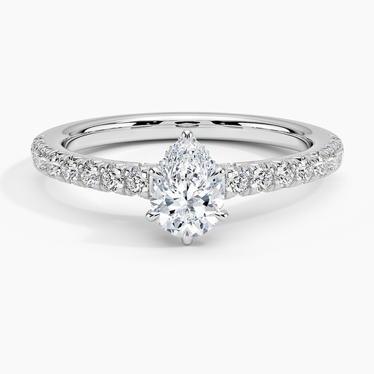 1/2Ct Pear Lab Grown Diamond Hidden Halo Engagement Ring