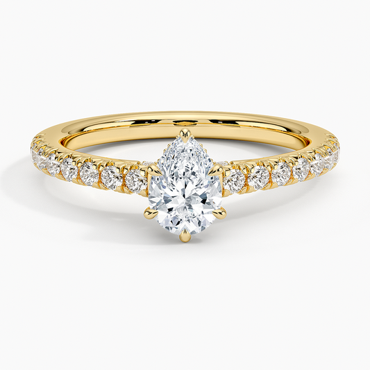 1/2Ct Pear Lab Grown Diamond Hidden Halo Engagement Ring
