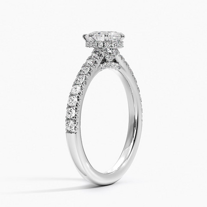 1/2Ct Pear Lab Grown Diamond Hidden Halo Engagement Ring