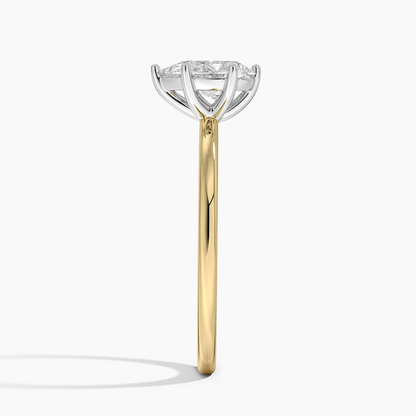 3/4Ct Pear Lab Grown Diamond Six Prong Gold Ring
