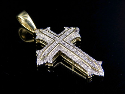1.25 Inch 10K Mini Cross Lab Grown Diamond Pendant Charm