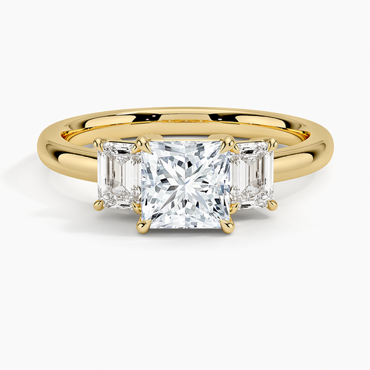 1Ct Princess Lab Grown Diamond Three Stone Diamond Ring
