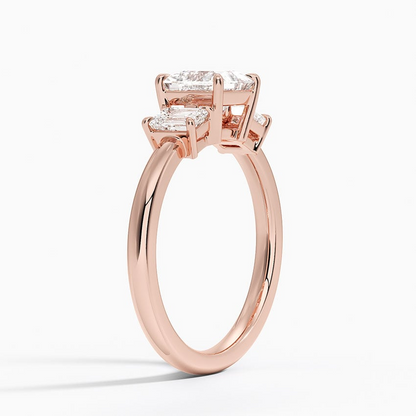 1Ct Princess Lab Grown Diamond Three Stone Diamond Ring