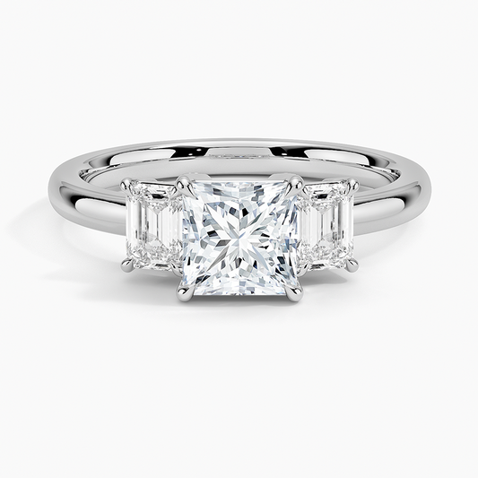 1Ct Princess Lab Grown Diamond Three Stone Diamond Ring