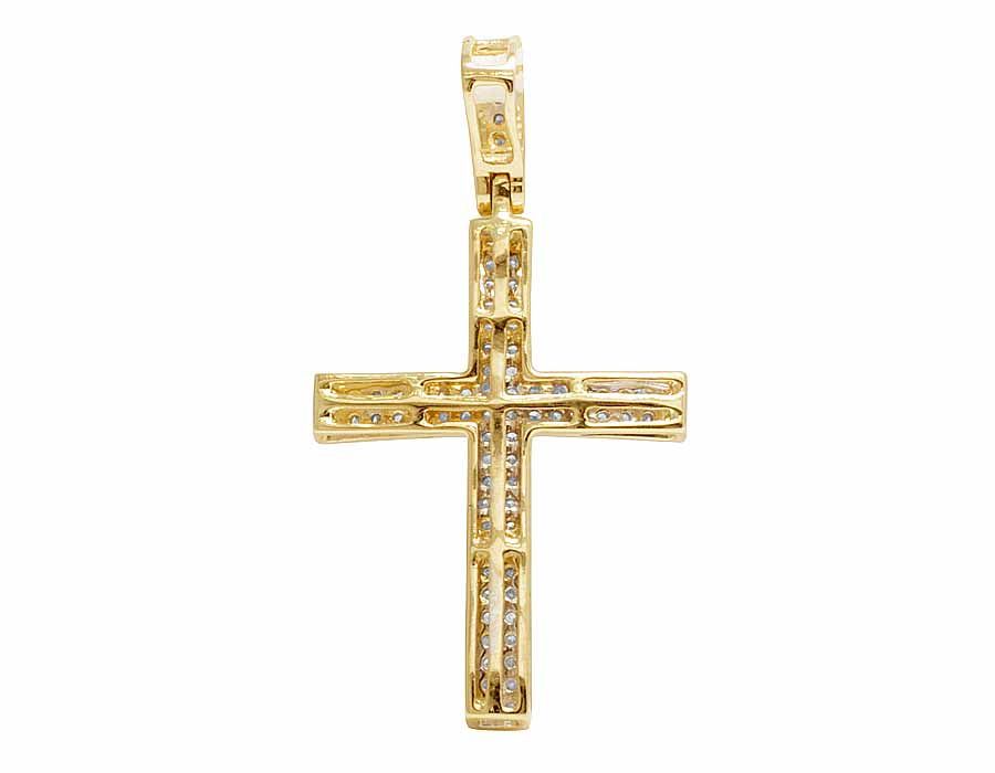 Solid 10K Concave Cross Lab Grown Diamond Pendant