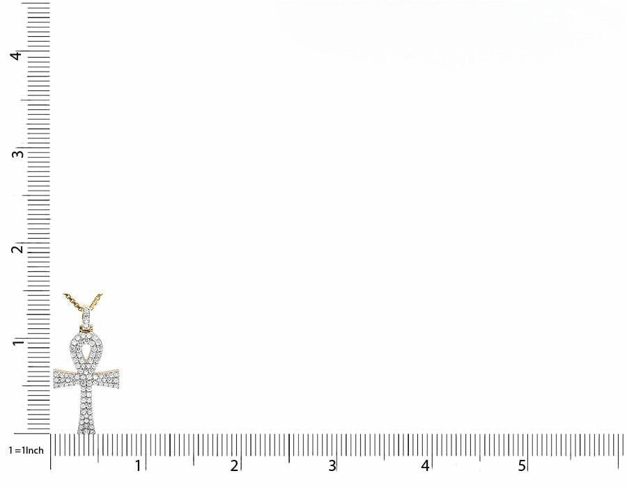 10K Solid Ankh Cross Lab Grown Diamond Pendant