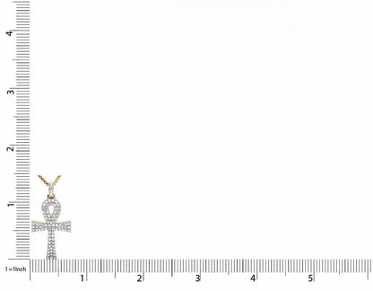 10K Solid Ankh Cross Lab Grown Diamond Pendant