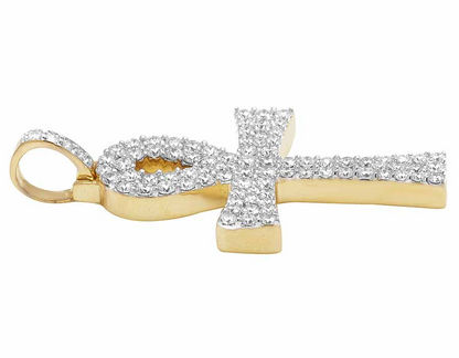 10K Solid Ankh Cross Lab Grown Diamond Pendant