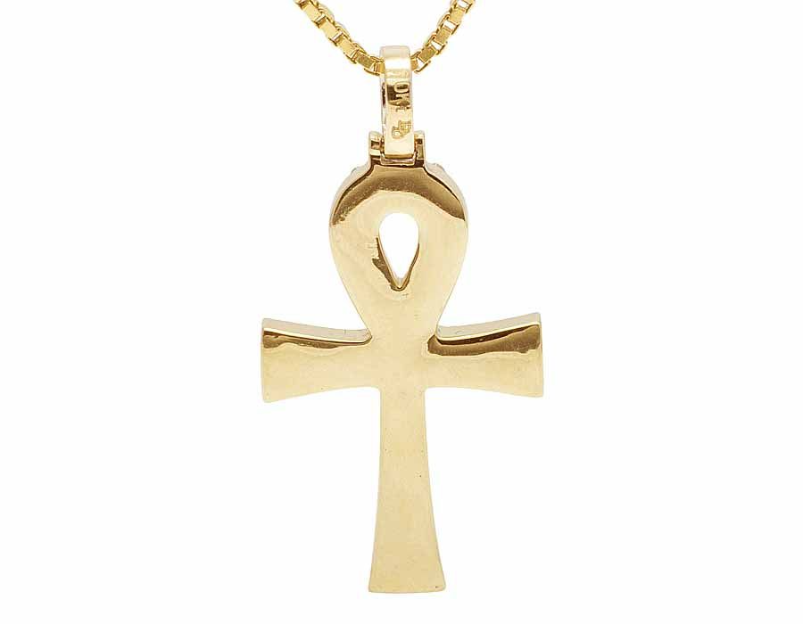 10K Solid Ankh Cross Lab Grown Diamond Pendant