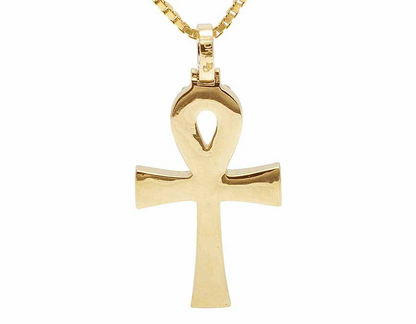 10K Solid Ankh Cross Lab Grown Diamond Pendant