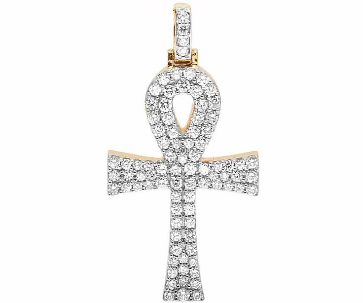 10K Solid Ankh Cross Lab Grown Diamond Pendant