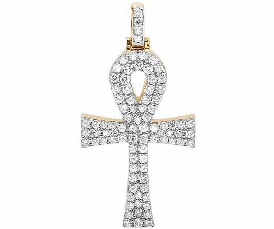 10K Solid Ankh Cross Lab Grown Diamond Pendant