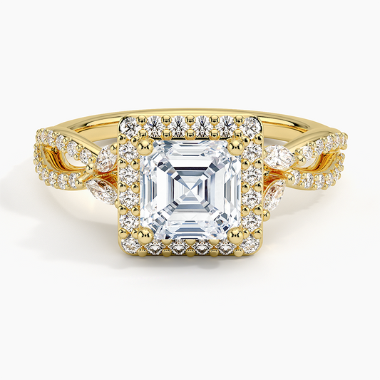 11/4Ct Asscher Lab Grown Diamond Halo Diamond Ring