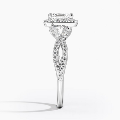 11/4Ct Asscher Lab Grown Diamond Halo Diamond Ring