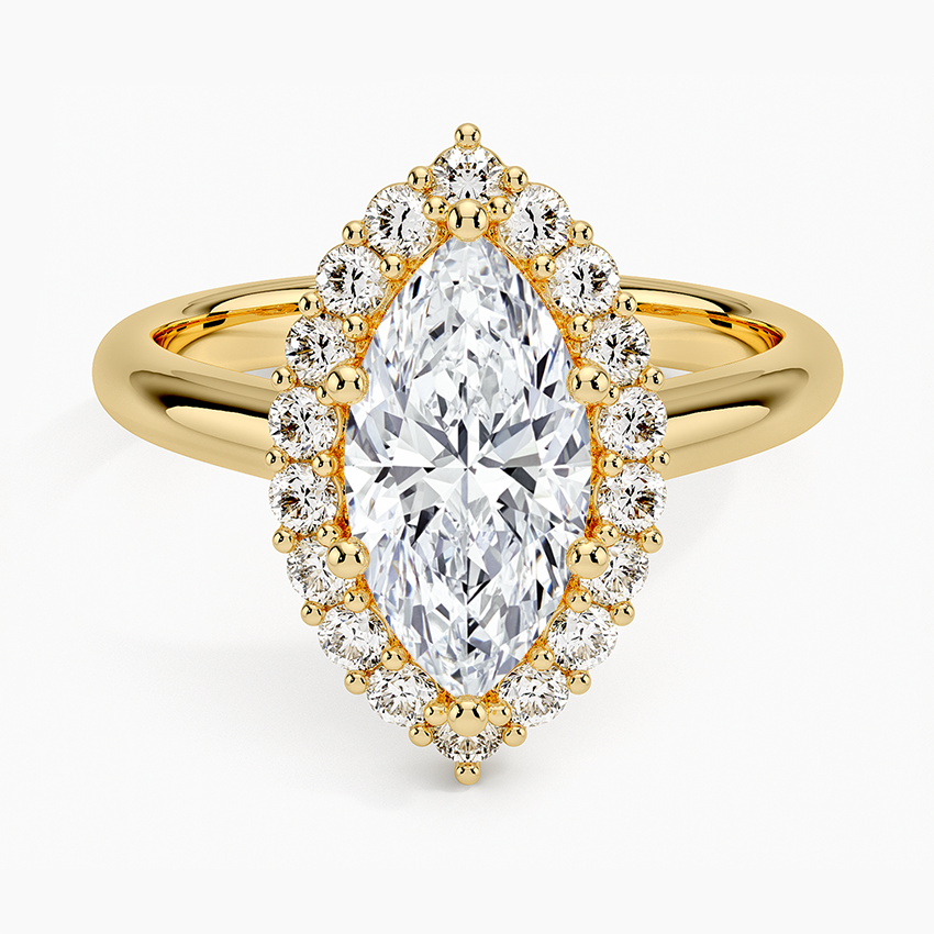 11/2Ct Marquise Lab Grown Diamond Lotus Flower Halo Diamond Ring