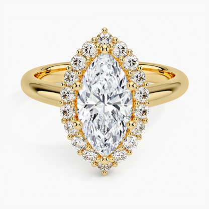 11/2Ct Marquise Lab Grown Diamond Lotus Flower Halo Diamond Ring