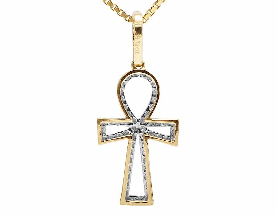 10k 1.25 Inch Ankh Cross Lab Grown Diamond pendant