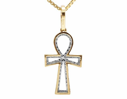 10k 1.25 Inch Ankh Cross Lab Grown Diamond pendant
