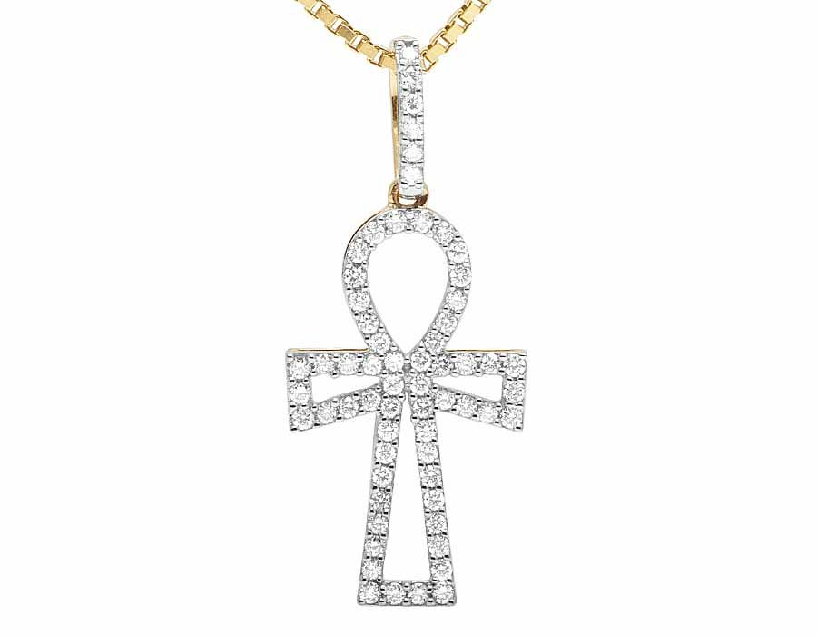 10k 1.25 Inch Ankh Cross Lab Grown Diamond pendant