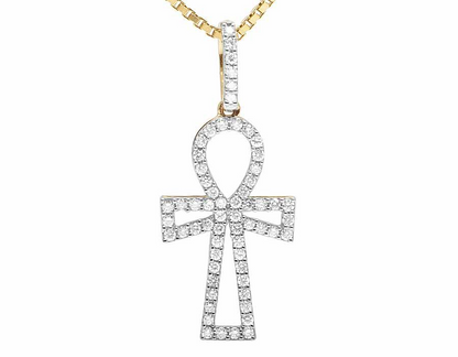 10k 1.25 Inch Ankh Cross Lab Grown Diamond pendant