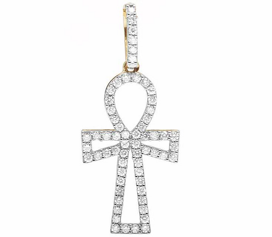 10k 1.25 Inch Ankh Cross Lab Grown Diamond pendant