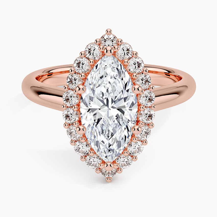 11/2Ct Marquise Lab Grown Diamond Lotus Flower Halo Diamond Ring