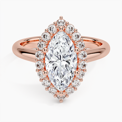 11/2Ct Marquise Lab Grown Diamond Lotus Flower Halo Diamond Ring