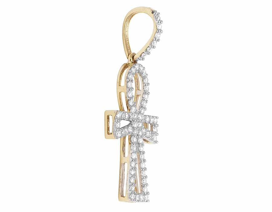 10k 1.25 Inch Ankh Cross Lab Grown Diamond pendant