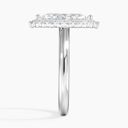 11/2Ct Marquise Lab Grown Diamond Lotus Flower Halo Diamond Ring
