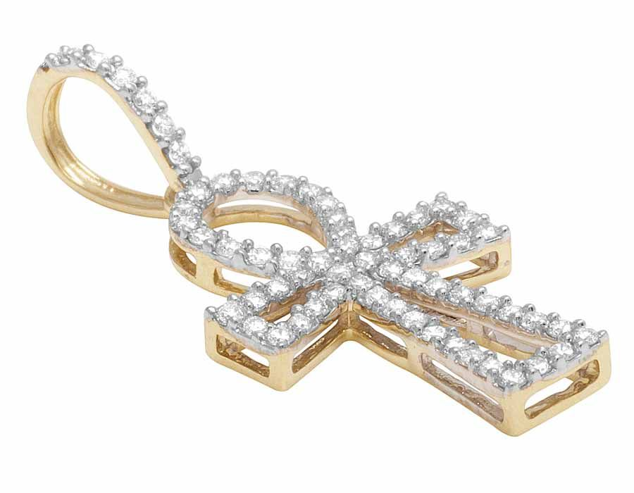 10k 1.25 Inch Ankh Cross Lab Grown Diamond pendant