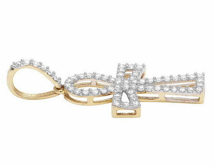 10k 1.25 Inch Ankh Cross Lab Grown Diamond pendant